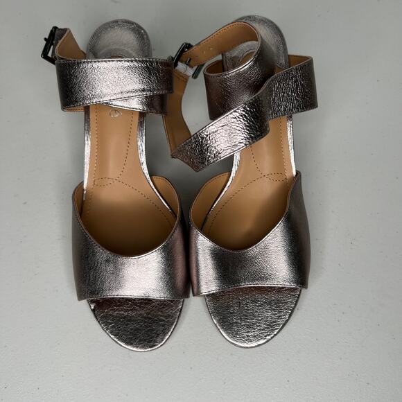 J. Renee Metallic Ankle Wrap Soncino Heels Size 10.5 W - Picture 3 of 8
